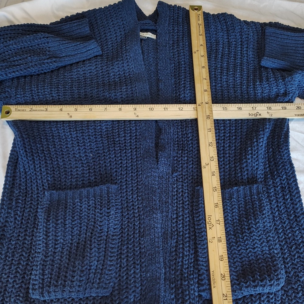 American Eagle Cardigan Women XS Navy Blue NEW Chenille Open Front Sweater
